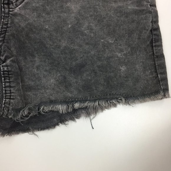 FREE PEOPLE Dark Gray/Black Raw Edge Hem Logo Hardware Corduroy Shorts - Picture 7 of 9